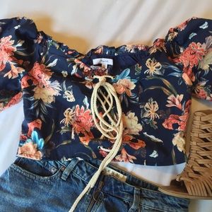 Off Shoulder  Summer Floral Crop Top